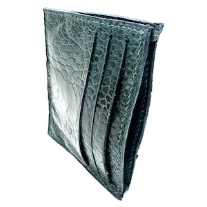 estuche de tarjeta de avestruz, tarjetero verde, billetera de tarjeta de pierna de avestruz, billetera cosida a mano, estuche de tarjeta minimalista, billetera de cuero, billetera hecha a mano,