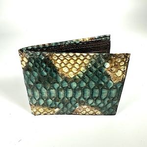 Billetera Everglades Python, billetera de piel de serpiente, minimalista, tarjetero, bifold, regalos únicos, cosida a mano, billetera delgada, regalos para él,