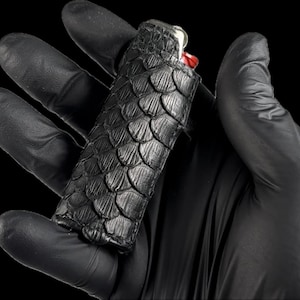 Black python skin lighter case