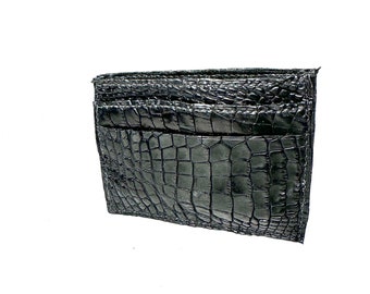 Alligator card holder, black alligator cardcase,  card holder mens, card wallet , exotic leather cardcase, alligator skin card wallet