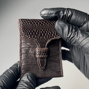 Tarjetero de lujo marrón, billetera para tarjetas, tarjetero, billetera delgada, regalos para él, regalo para papá, tarjetero delgado, regalo para novio, hecho a medida, hecho a mano
