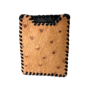 pase de viaje de avestruz - billetera de tarjetas - estuche de tarjetas de avestruz - billetera cosida a mano - estuche minimalista - estuche de tarjetas de lujo - caja de avestruz para hombres