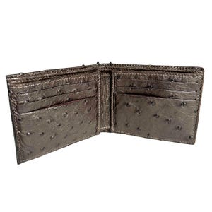 Cartera de avestruz, Billetera marrón, a medida, Regalos para hombres, Cartera de lujo, Billetera de lujo, hecha a mano, regalos de novio, personalizada, billetera delgada