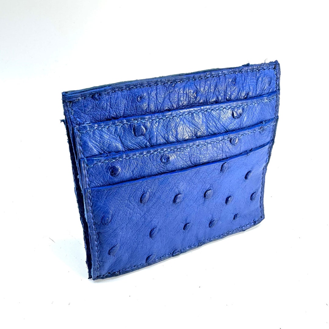 Blue Ostrich Cardholder Ostrich Wallet Card Holder Ostrich Etsy