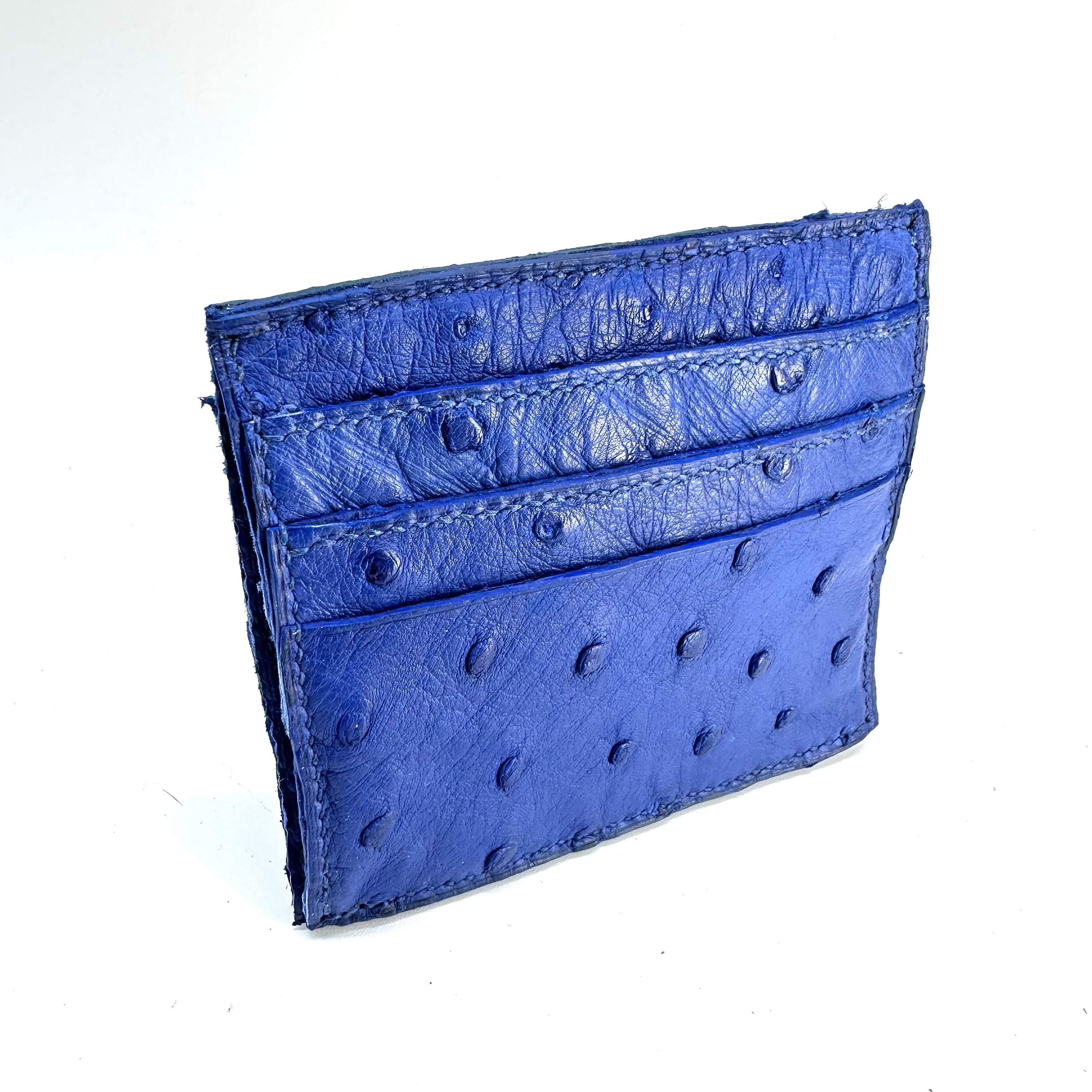 Blue Original Ostrich Leather Mens Wallet Money Purse ID Card Holder Ideal  Gifts