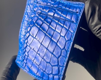 Blue alligator mens cardholder wallet