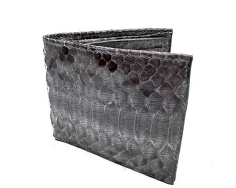 Grijze echte python dubbele herenportemonnee