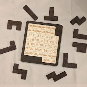 Wooden Calendar Puzzle, Daily Solution Wood Puzzle, 10 Piece Month Date Day, Solve for the Day, Puzzle a Day, Brainteaser, Gift for Teenager