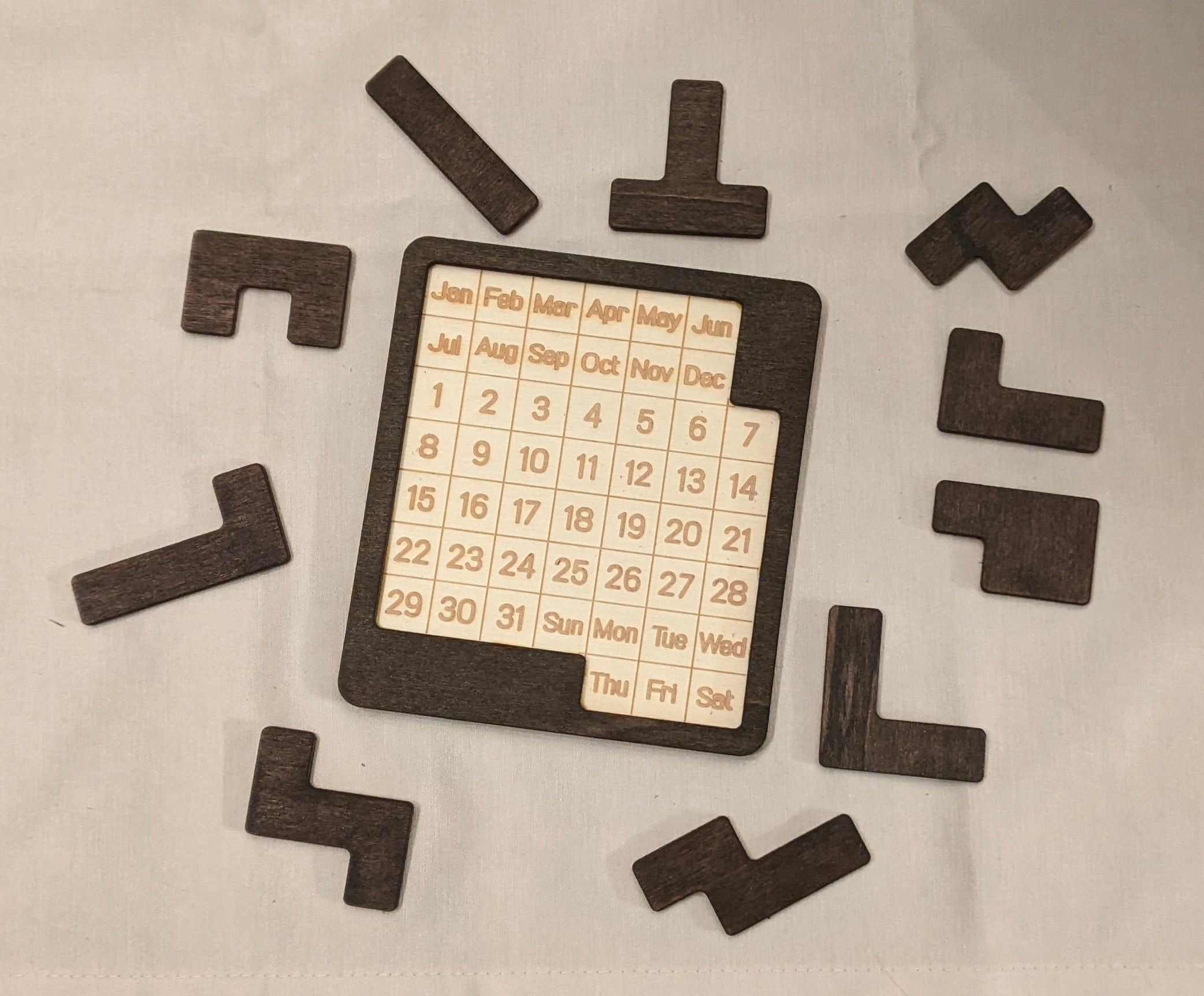 Wooden Calendar Puzzle Daily Solution Wood Puzzle 10 Piece Month Date Wooden Calendar Puzzle Daily Solution Wood Puzzle 10 Piece Month Date