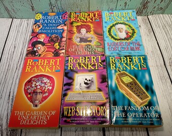 Robert Rankin-boekenbundel. Sci-fi fantasy vergezochte fictie 6 paperbacks Jaren 90 en 2000