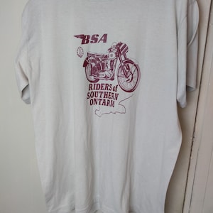 Vintage Early 1980s Motorcycle T shirt BSA Riders Of Southern Ontario Canada Gold Star