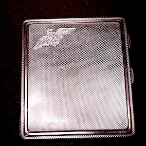 WWII Sterling Silver RAF Cigarette Case 1939 Birmingham Charles Edwin Turner 135.8 Grams.