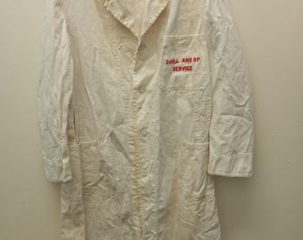 Vintage 1940s/1950s Shell and BP Service Shop Coat. Chas Baker & Co. - Size M/L