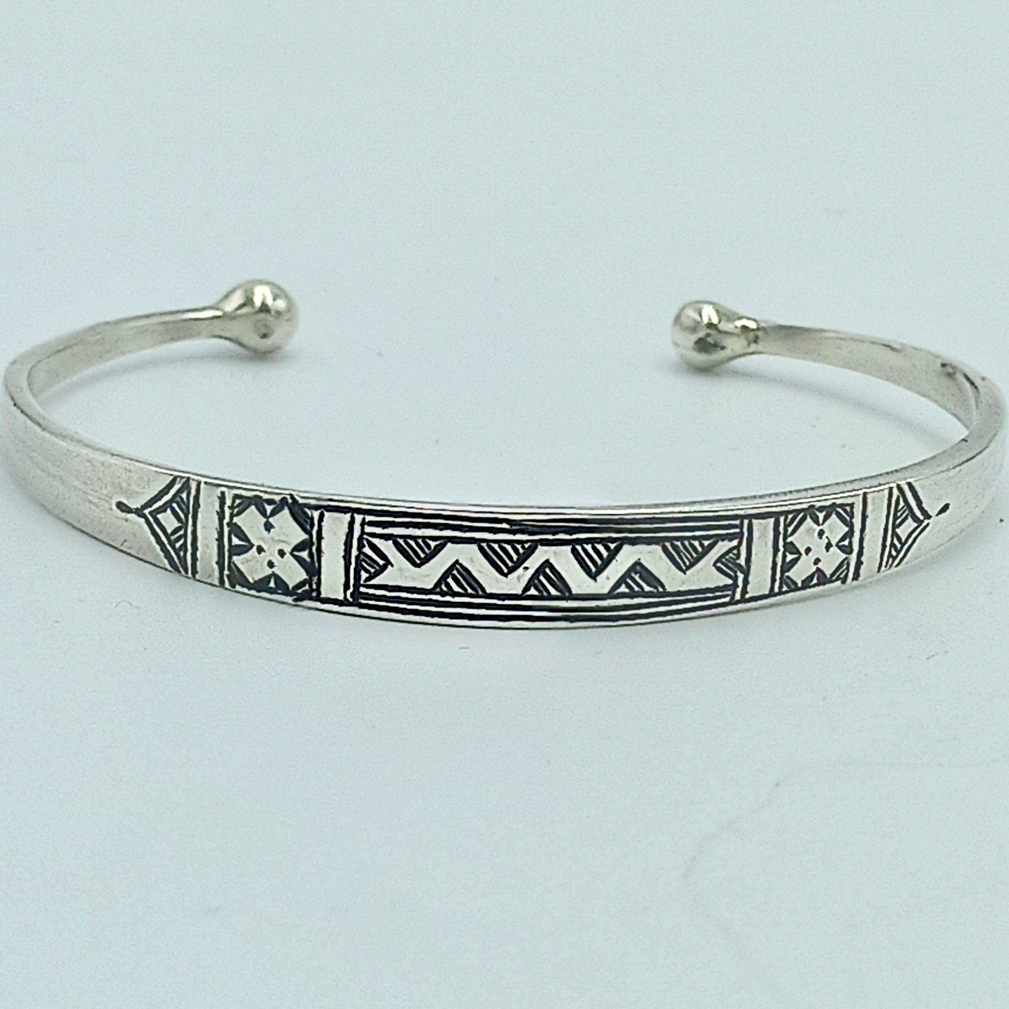 Moroccan Handmade Silver Bracelet – 925 Sterling, Agate Stone, Aqua Beaded, New With Defects