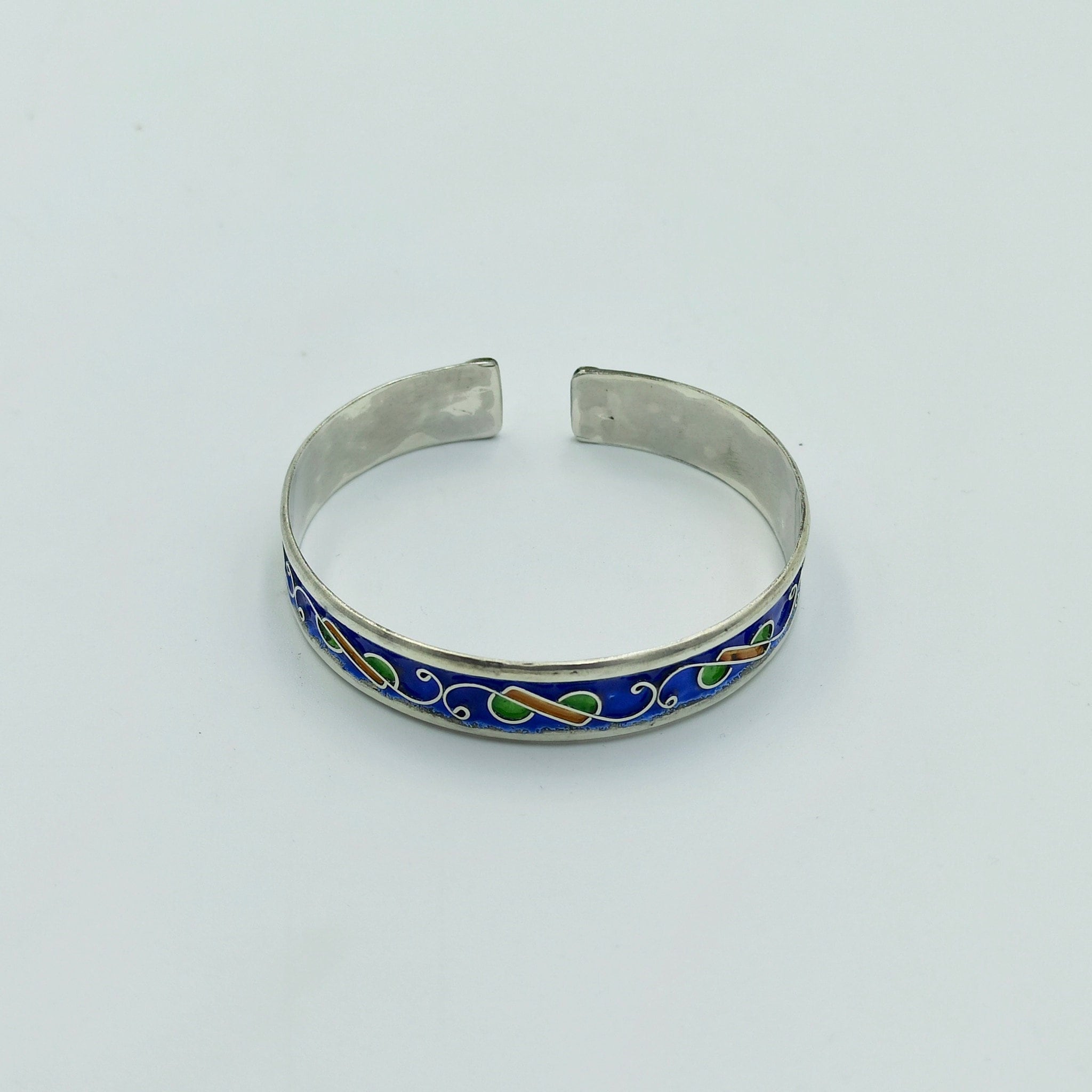 Bracelet Berbère En Alliage émail Bleu Vert Jaune - 39 Grammes, Occasion, Style Oriental