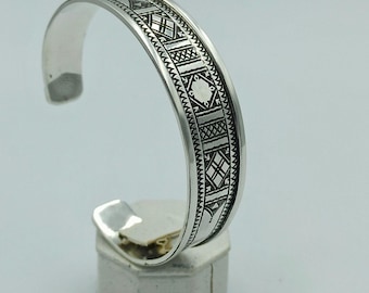 Tuareg-Armband, antikes Tuareg-Armband aus 925er reinem Silber, handgefertigt in Tiznit, Marokko