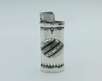 Silver Lighter Case, Lighter Cover, Lighter Accessories, Unique Antique 925 Sterling Silver Lighter Cover Thoughtful Gift for Husband