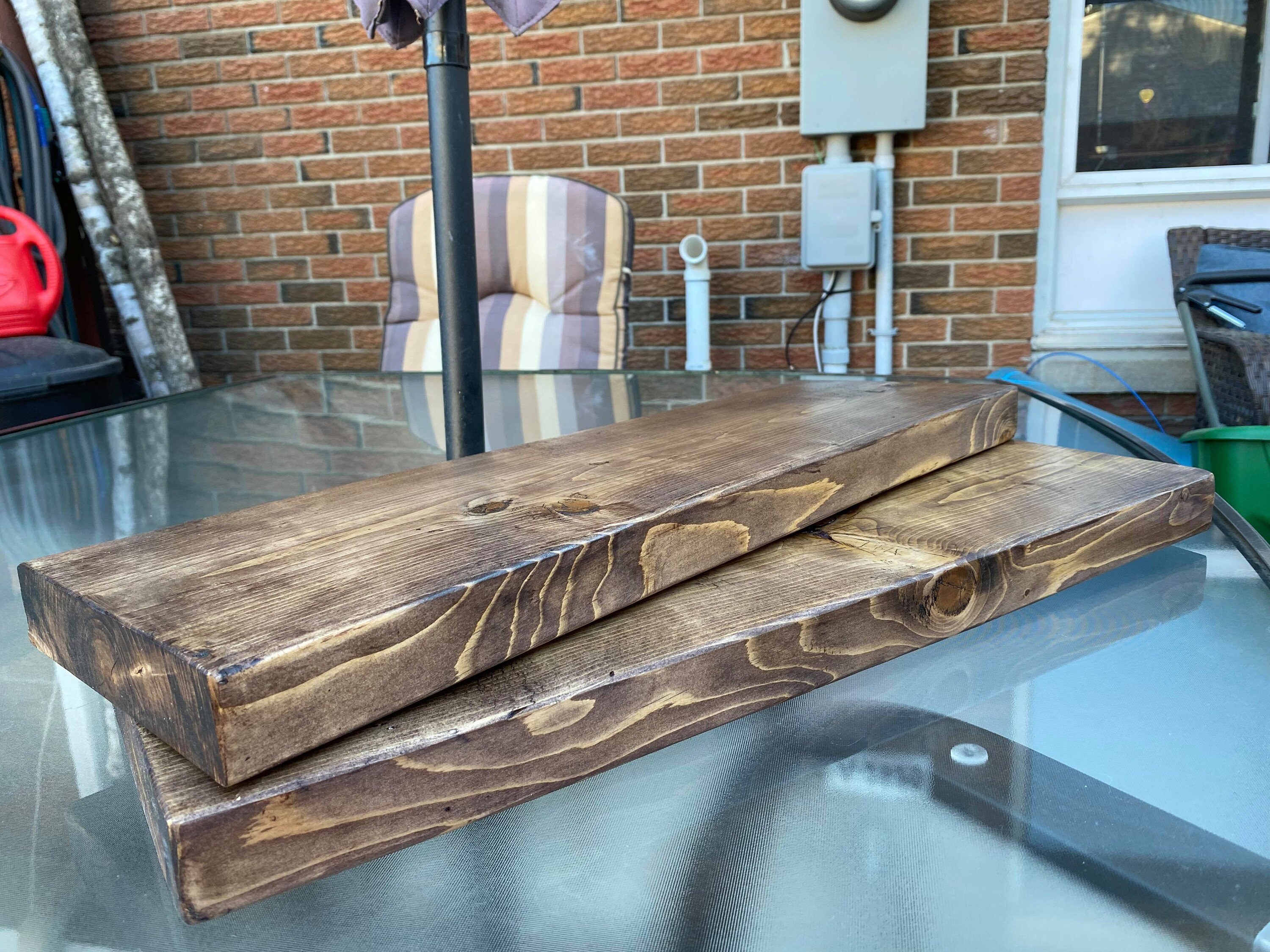 Rustic Floating Shelves / Floating Shelf / Stained Wood Shelf Etsy