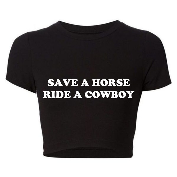 Sauvez un cheval monter un cow-boy haut court, Sauvez un cheval monter un cow-boy t-shirt bébé, vêtements de l'an 2000