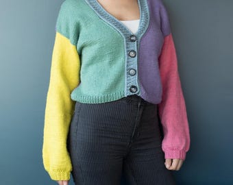Colorful Cardigan Knitting Pattern-PDF ENGLISH - digital download