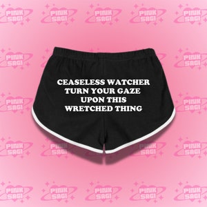 Funny Saying Booty Shorts: 'Turn Your Gaze Upon This Wretched Thing' image 4