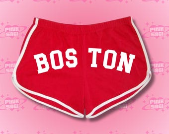 Varsity Text Boston Red Booty Shorts