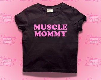 Muscle Mommy Crop Top: Y2K Trendy Baby Tee