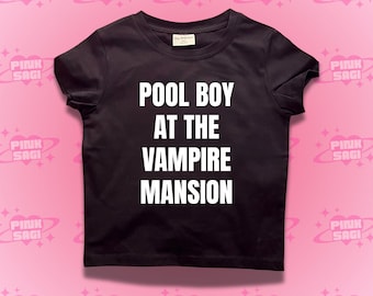 Y2K Vampire Mansion Crop Top: Trendy Graphic Tee