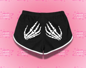 Skeleton Hand Booty Shorts: Funny Gym Athletic Shorts