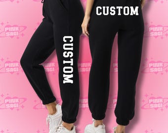 Custom Varsity Text Sweatpants: Personalized Cotton-Blend Joggers