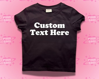Custom Crop Top With Retro Text, Create Your Own Crop Top Baby Tee, Personalized Crop Top,Retro Text Crop Top,Funny Crop Tops