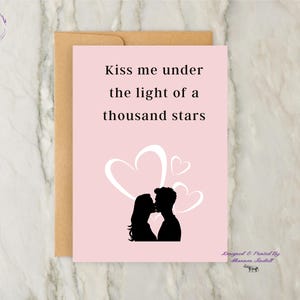 Carte de Saint-Valentin 5 x 7, embrasser sous les étoiles, carte Vday, penser à voix haute, carte d'amour, livraison gratuite, vous me manquez !, voir plus...