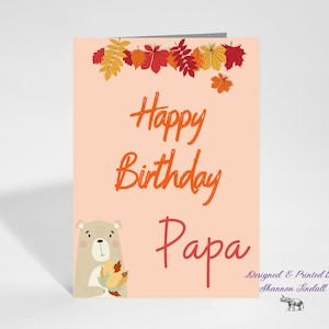 Carte d'anniversaire papa automne, carte d'anniversaire 5 x 7, carte d'anniversaire pour l'automne, carte pour papa, carte pour lui, carte d'anniversaire automne, voir plus !