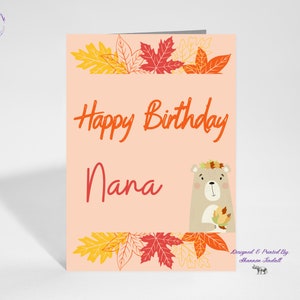 Carte d'anniversaire de grand-mère, carte d'anniversaire de 5 x 7, carte d'anniversaire pour l'automne, carte pour grand-mère, carte pour elle, carte d'anniversaire d'automne, voir plus !