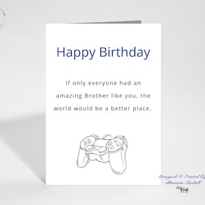 Carte d'anniversaire frère 5 x 7, carte pour lui, carte de voeux frère, carte d'anniversaire de joueur pour lui, cartes d'anniversaire, tu me manques, voir plus !