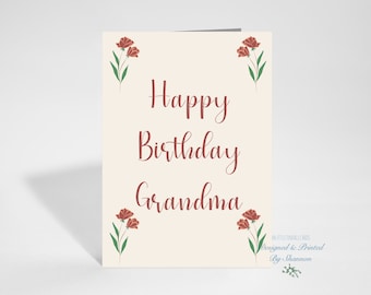 Happy Birthday Grandma, 5x7 Birthday Card, Birthday Card for her, Birthday Cards, Missing You, Grandma Birthday Card, See more!