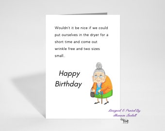 Funny 5x7 Birthday Card, Old age Birthday Card, Funny Old Lady Card, Funny Card for Her, Card for Friend, Funny Greeting Card, See more!