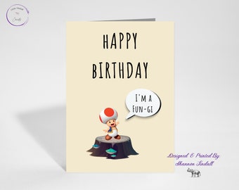 Toad Card, Mario Character Card, Fun Birthday Card, 5x7 Cute Bday Card, Fun-gi Card, Kids Card, Friend Card, Toad fans, miss you, see more..