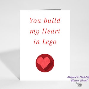 Carte de Saint-Valentin 5 x 7, carte coeur Lego, carte d'amour pour petit ami, carte d'amour pour petite amie, livraison gratuite, tu me manques !, Voir plus...
