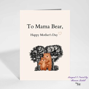 Carte maman ours, jolie carte de fête des mères 5 x 7, carte maman, carte pour tante, carte pour grand-mère, carte pour soeur, carte pour ami, fête des mères, anniversaire
