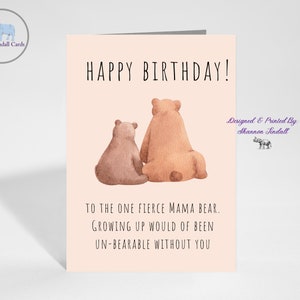 Carte maman ours 5 x 7, carte d'anniversaire pour maman, carte d'anniversaire de maman, carte ours, carte d'anniversaire ours, anniversaire maman ours, tu me manques, voir plus !