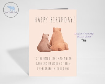 5x7 Mama Bear Card, Bday Card for Mom, Mom Birthday Card, Bear Card, Birthday Bears Card, Mama Bear Birthday, Missing you, See more!