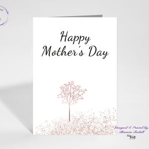 Carte de fête des mères 5 x 7, belle carte, or rose, carte d'arbre, carte pour maman, carte pour tante, carte pour soeur, anniversaire, tu me manques, voir plus !