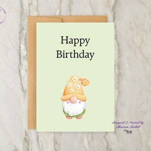 Anniversaire de gnome, amoureux des gnomes, anniversaire de printemps, carte d'anniversaire de 5 x 7, carte d'anniversaire pour un ami, carte pour elle, carte pour lui, tu me manques, voir plus...