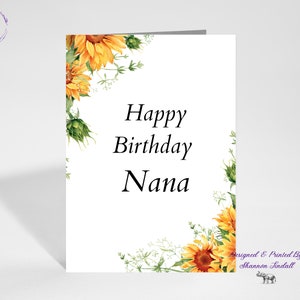 5x7 Birthday Card for Nana, Sunflower Birthday Card for Oma, Bday Card for Nana, Bday Card for Oma, Sunflower Card, Missing You, See more!