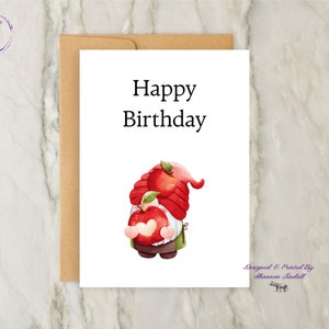 Anniversaire de gnome, amoureux des gnomes, anniversaire de printemps, carte d'anniversaire de 5 x 7, carte d'anniversaire pour un ami, carte pour elle, carte pour lui, tu me manques, voir plus...