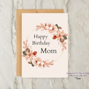 5 x 7 cartes d'anniversaire de maman, carte de maman, jolie carte d'anniversaire, carte pour maman, carte de bague de fleurs, carte pour soeur, carte pour tante, Voir plus...