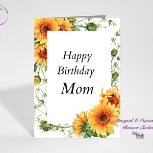 Carte d'anniversaire tournesols 5 x 7, anniversaire tournesol, anniversaire de maman, carte pour tante, carte pour soeur, carte d'anniversaire pour grand-mère, tu me manques, voir plus !