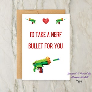 Carte de Saint-Valentin NERF, carte de voeux NERF 5 x 7, carte de Saint-Valentin pour ami, carte pour petite amie, carte pour petit ami, voir plus !