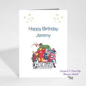 Personalisierte 15x20 Geburtstagskarte, Geburtstagskarte für Sohn, Geburtstagskarte für Jungen, Superhelden-Karte, Avengers-Karte, ich vermisse dich!